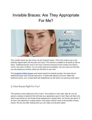 invisible braces are they appropriate for me