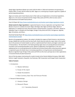 global algae ingredients market was worth