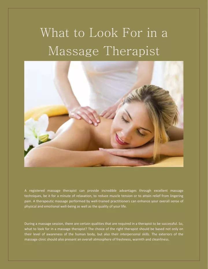 what to look for in a massage therapist