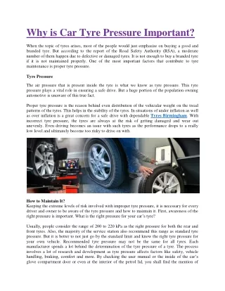 Why is Car Tyre Pressure Important?