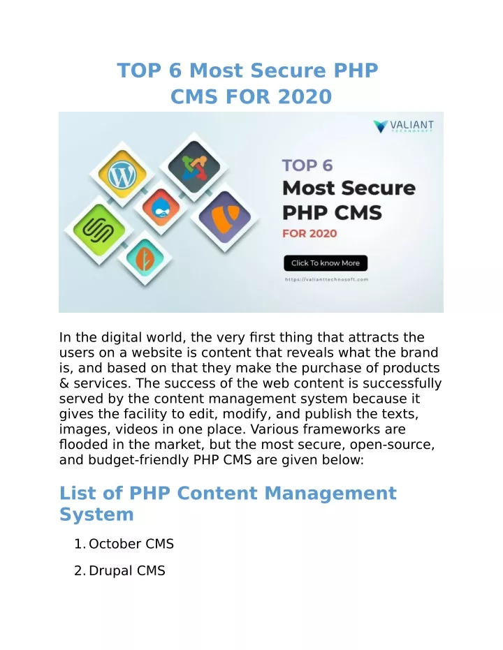 top 6 most secure php cms for 2020