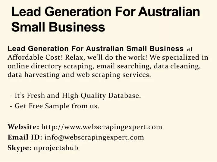 lead generation for australian small business
