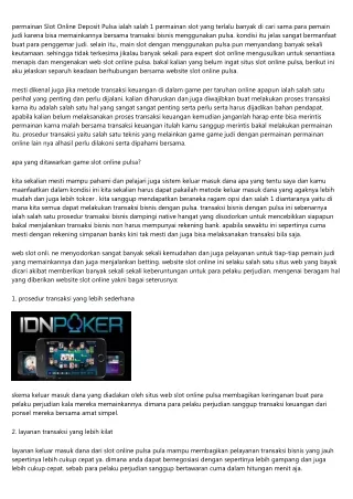 permainan slot online deposit pulsa ialah salah