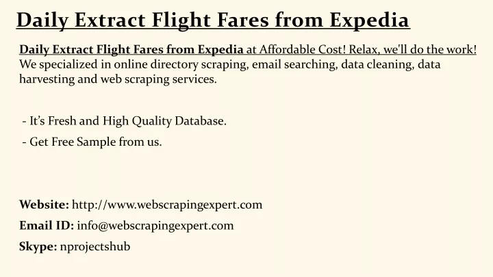 daily extract flight fares from expedia