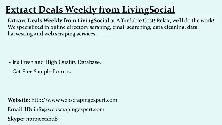 extract deals weekly from livingsocial