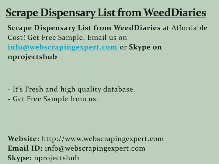 scrape dispensary list from weeddiaries