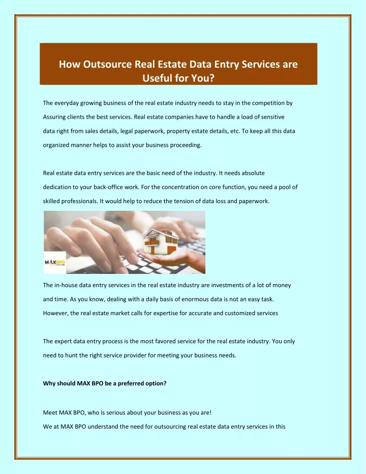 how outsource real estate data entry services