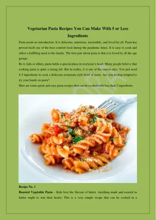 vegetarian pasta recipes you can make with