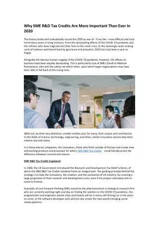 why sme r d tax credits are more important than