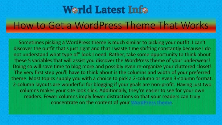 how to get a wordpress theme that works