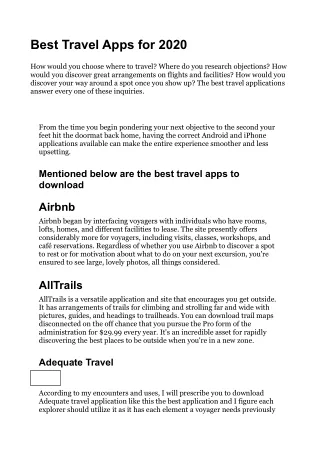 best travel apps for 2020