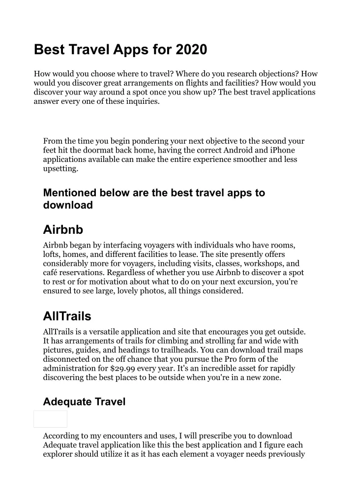 best travel apps for 2020
