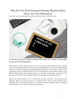 why do you need financial planning winston salem