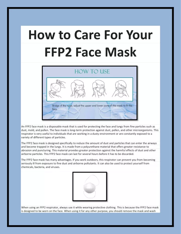 how to care for your ffp2 face mask