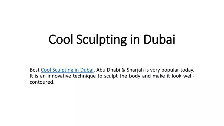 cool sculpting in dubai