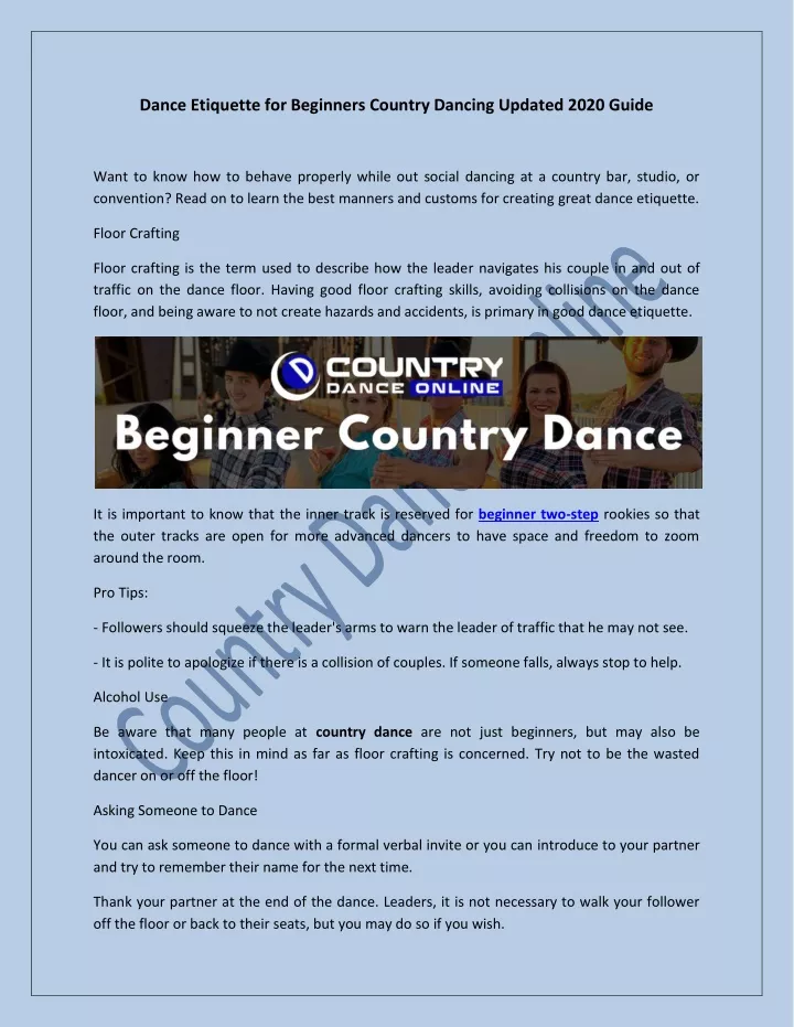 dance etiquette for beginners country dancing