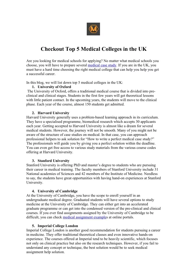 checkout top 5 medical colleges in the uk