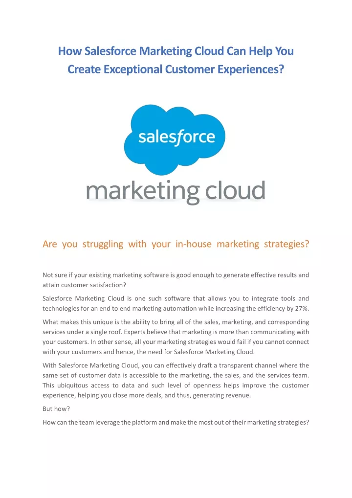 how salesforce marketing cloud can help