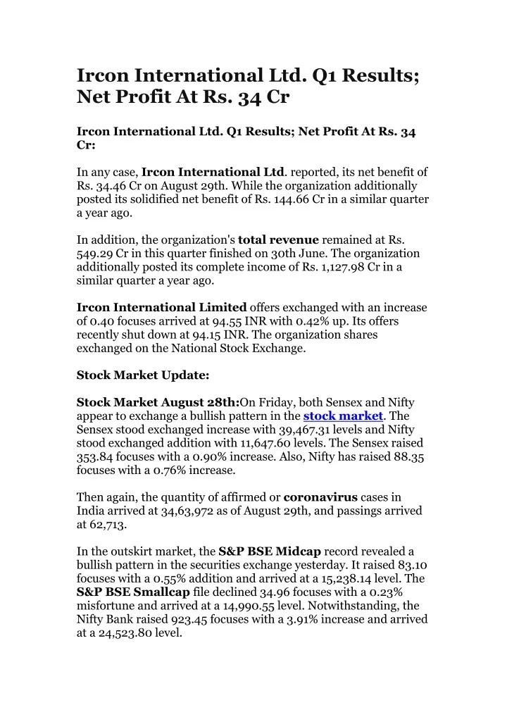 ircon international ltd q1 results net profit