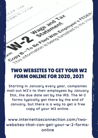 two websites to get your w2 form online for 2020