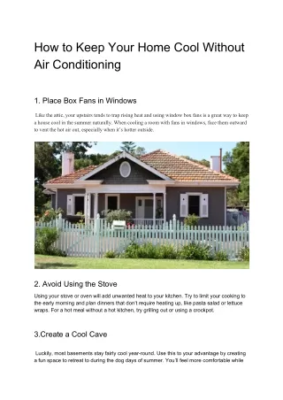 How to keep your home cool