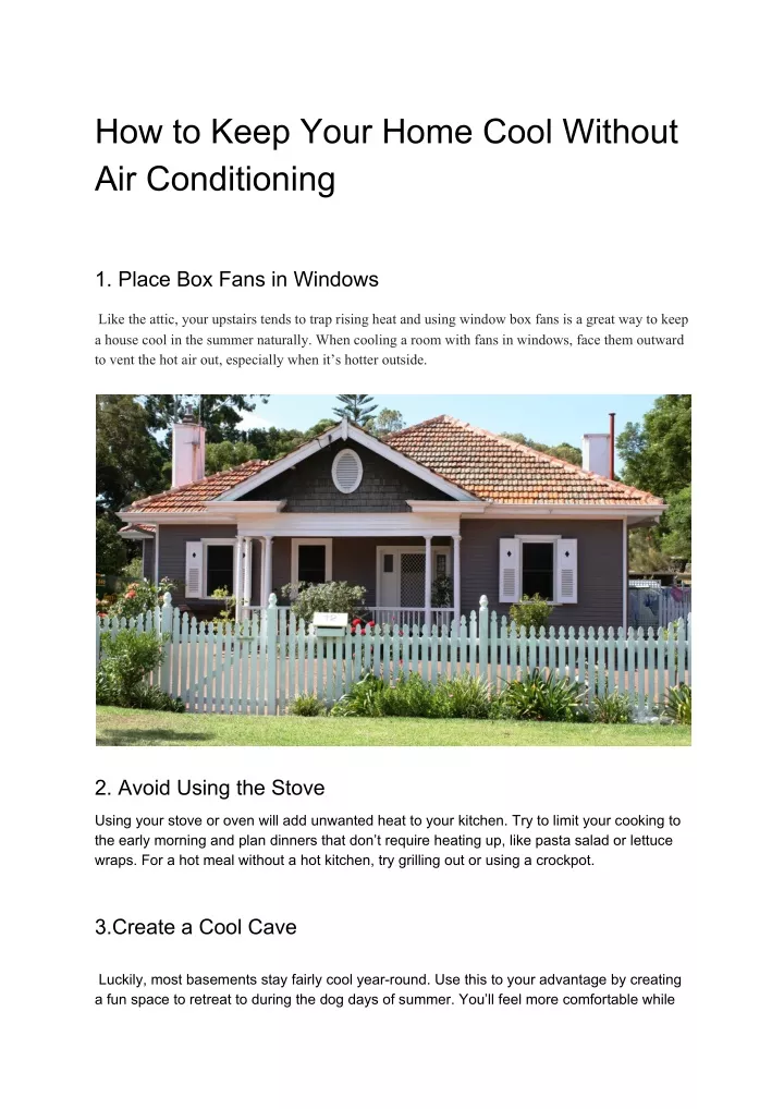 how to keep your home cool without