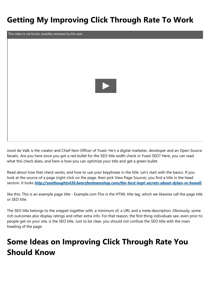 getting my improving click through rate to work