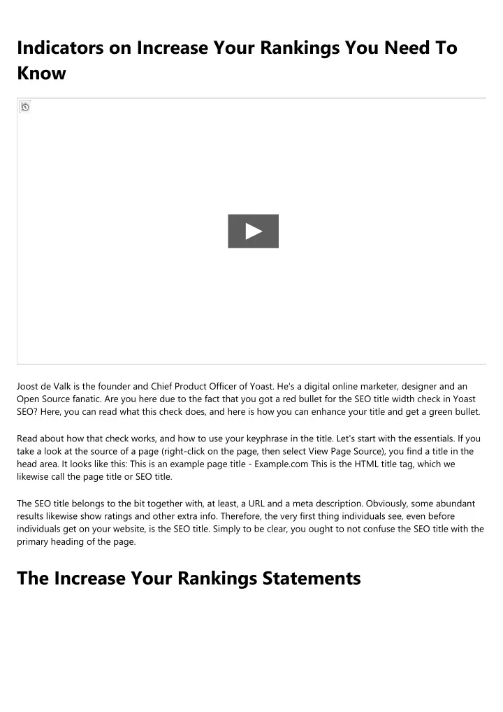indicators on increase your rankings you need