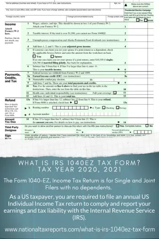 what is irs 1040ez tax form tax year 2020 2021