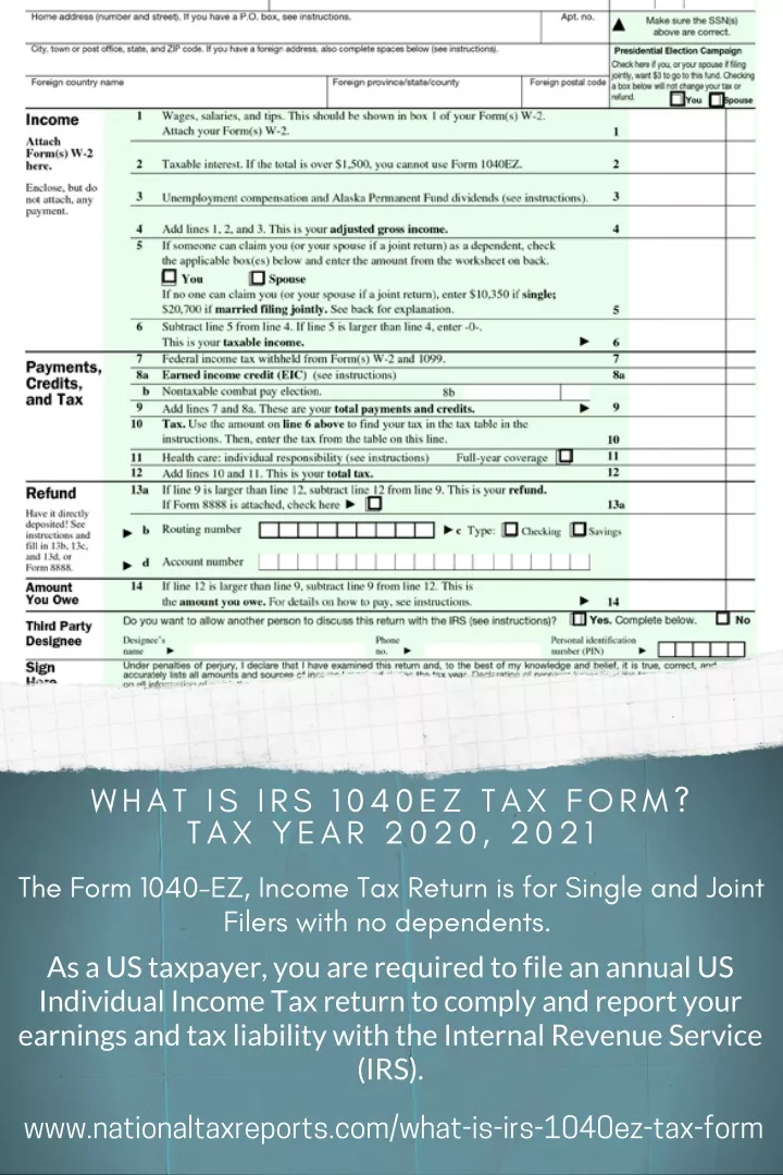 what is irs 1040ez tax form tax year 2020 2021