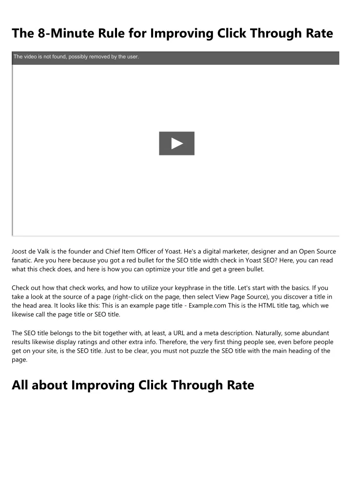 the 8 minute rule for improving click through rate