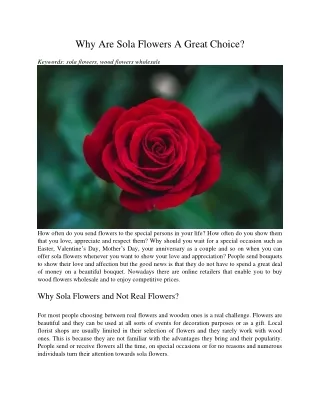why are sola flowers a great choice
