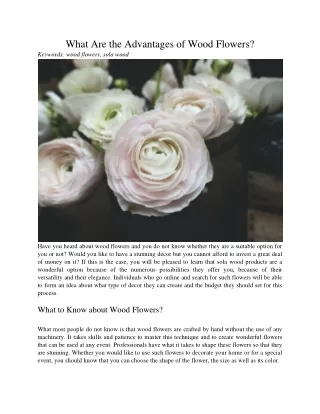 what are the advantages of wood flowers keywords