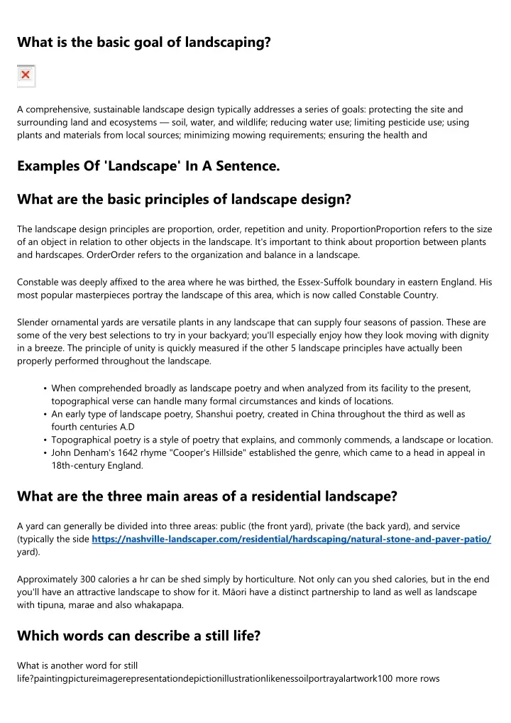 what is the basic goal of landscaping