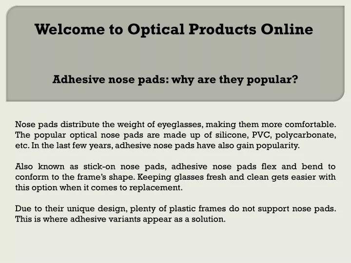 welcome to optical products online
