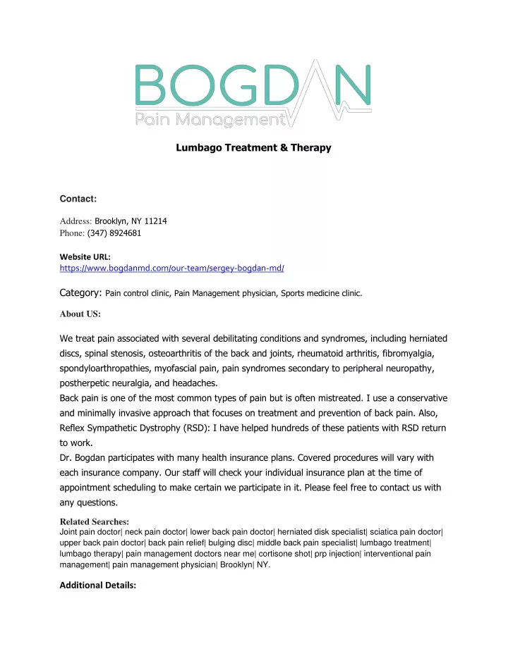 lumbago treatment therapy