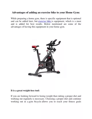 Advantages of adding an exercise bike to your Home Gym: