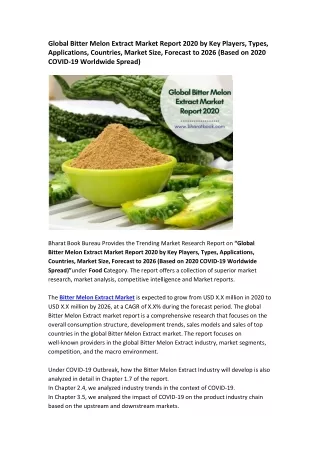 global bitter melon extract market report 2020