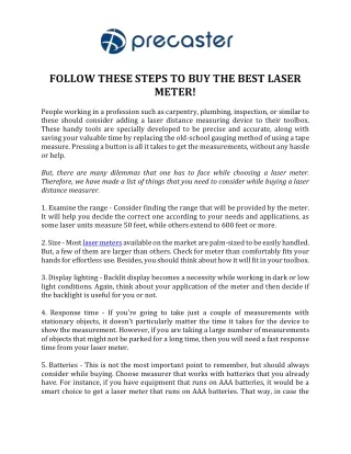 Follow These Steps to Buy the Best Laser Meter!