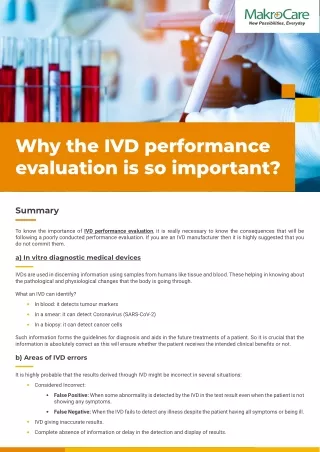 IVDR performance report  medical devices|IVD clinical evidence report