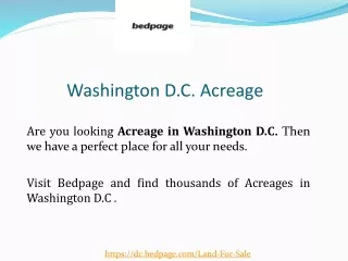 Washington D.C. Acreage