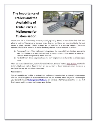 the importance of trailers and the availability