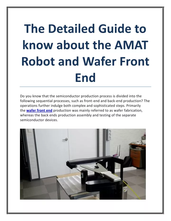 the detailed guide to know about the amat robot
