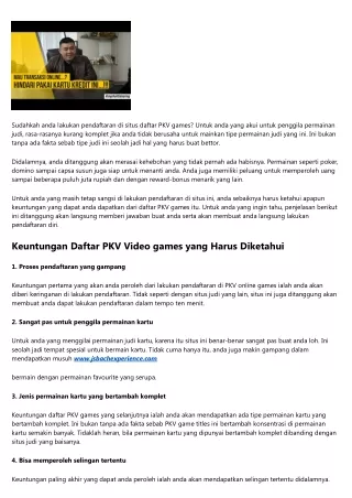 Manfaat Mendaftar PKV Games yang Akan Dirasa Player