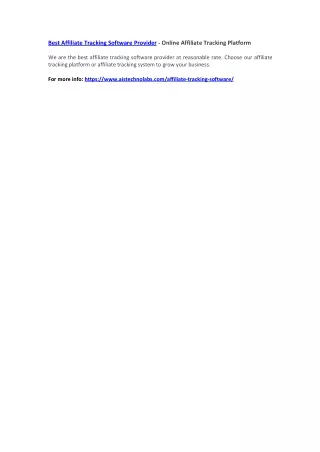 best affiliate tracking software provider online