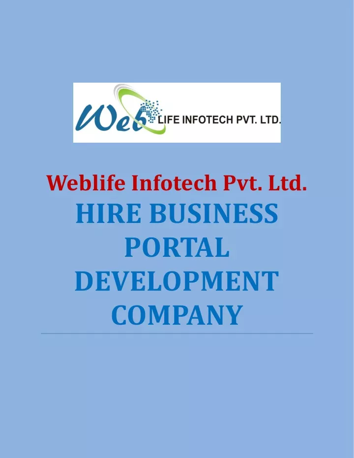 weblife infotech pvt ltd hire business portal