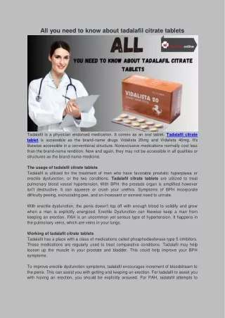 All you need to know about tadalafil citrate tablets