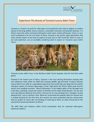 Experience The Beauty of Tanzania Luxury Safari Tours