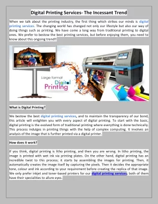 digital printing services the incessant trend