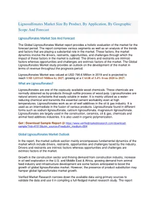 lignosulfonates market size by product